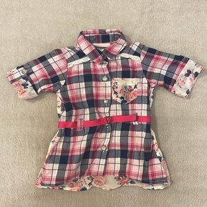 Little Lass plaid and flower shirt 3-6 M baby girl